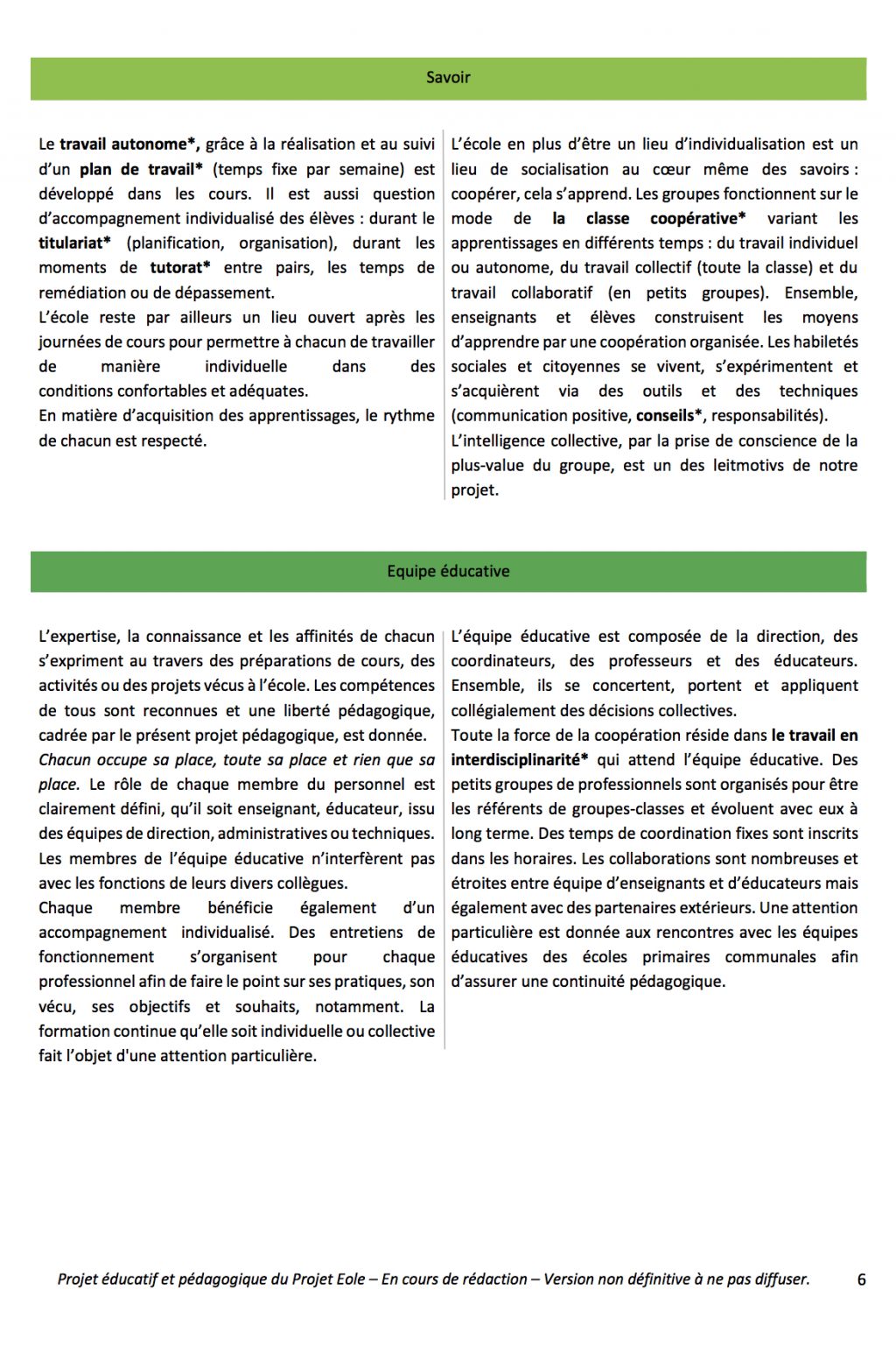 Projet éducatif et pédagogique p6
